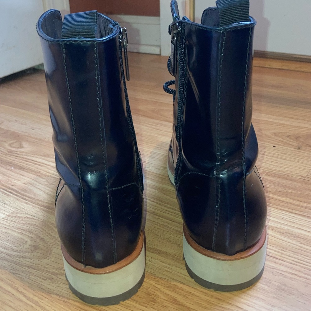 Aquatalia Zifa Waterproof Leather Lace Up Side Zip Navy Boots sz 5 1/2 - Picture 8 of 12